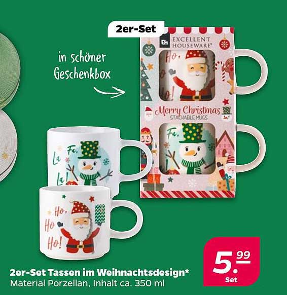 2er-Set Tassen im Weihnachtsdesign