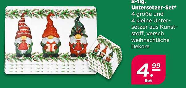 8-tlg. Untersetzer-Set - Festliche Weihnachtsdekore