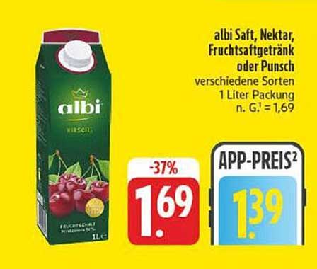 albi Saft, Nektar, Fruchtsaftgetränk oder Punsch – verschiedene Sorten 1 Liter Packung