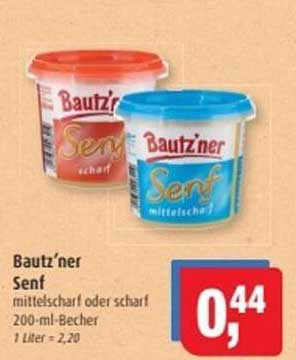 Baut'zner Senf - mittelscharf oder scharf 200-ml-Becher