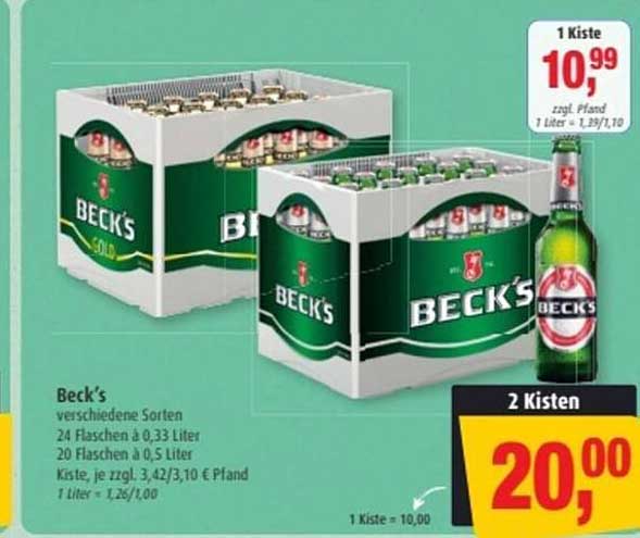 Beck's Bier - 2 Kisten für 20,00 €