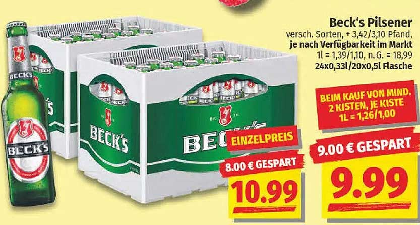 Beck's Pilsener – 24 Flaschen für nur 9,99 €!