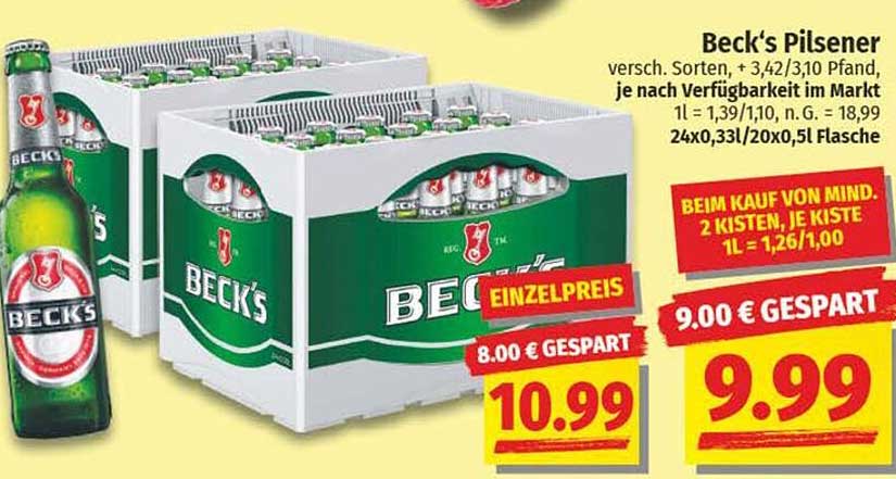 Beck's Pilsener - 24 x 0,33 l für nur 9,99 € - jetzt sparen!