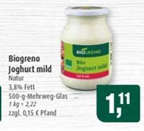 Biogreno Joghurt mild 500-g-Mehrweg-Glas