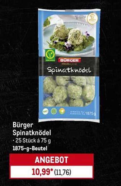 Bürger Spinatknödel - 25 Stück à 75 g