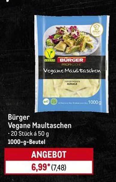 Bürger Vegane Maultaschen - 20 Stück à 50 g im 1000-g-Beutel