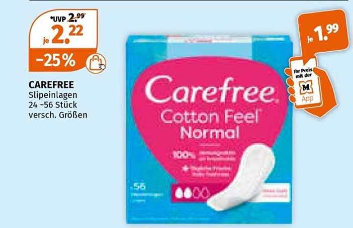 CAREFREE Slip-Einlagen Cotton Feel Normal 56 Stück