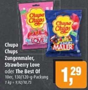 Chupa Chups Zungenmaler, Strawberry Love oder The Best Of 10er, 130/120-g-Packung