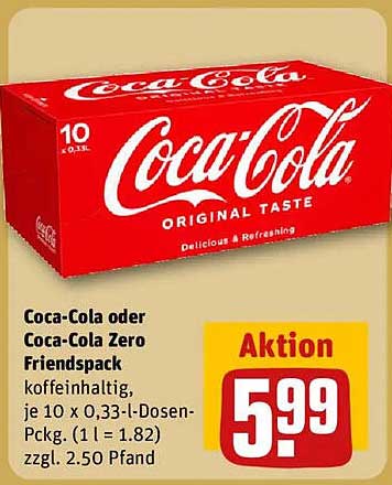Coca-Cola oder Coca-Cola Zero Friendspack
