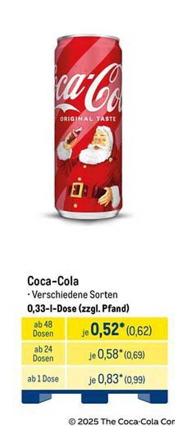 Coca-Cola - Verschiedene Sorten 0,33-I-Dose (zzgl. Pfand)