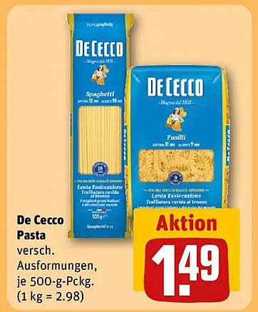 De Cecco Pasta - verschiedene Ausformungen, je 500-g-Päckchen