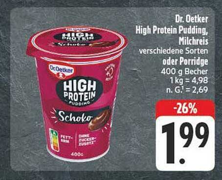 Dr. Oetker High Protein Pudding, Milchreis verschiedene Sorten oder Porridge 400 g Becher