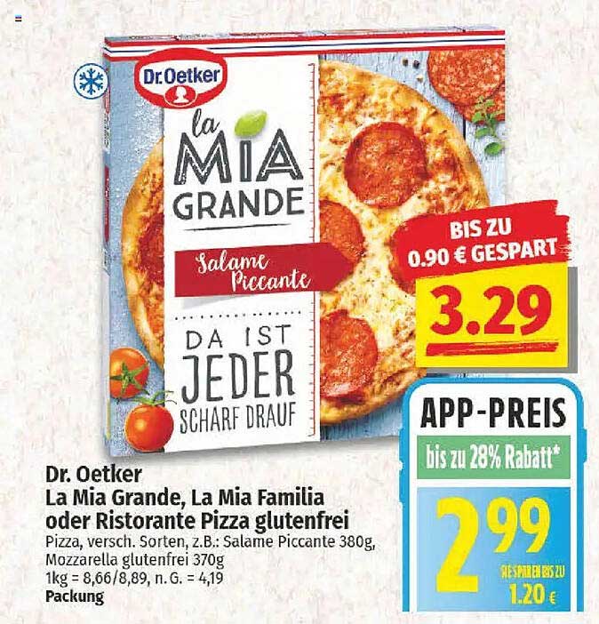 Dr. Oetker La Mia Grande Salame Piccante - Glutenfreie Pizza