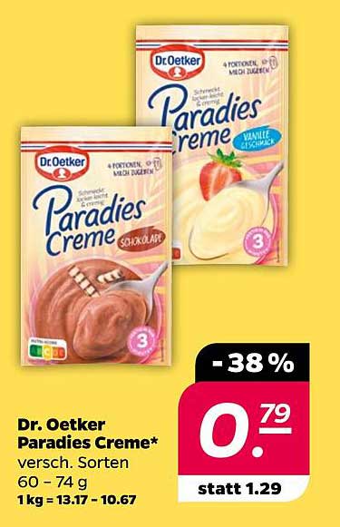 Dr. Oetker Paradies Creme - verschiedene Sorten