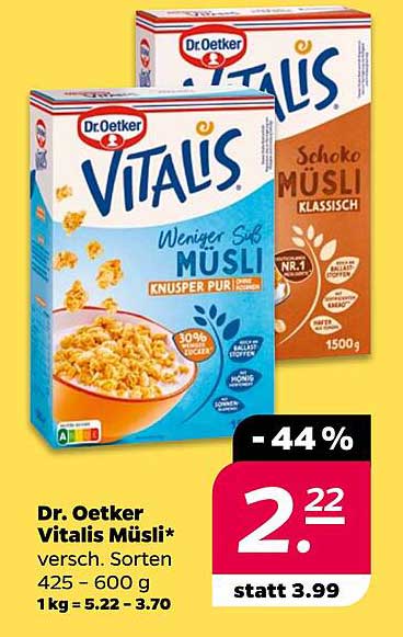 Dr. Oetker Vitalis Müsli* - verschiedene Sorten 425 - 600 g