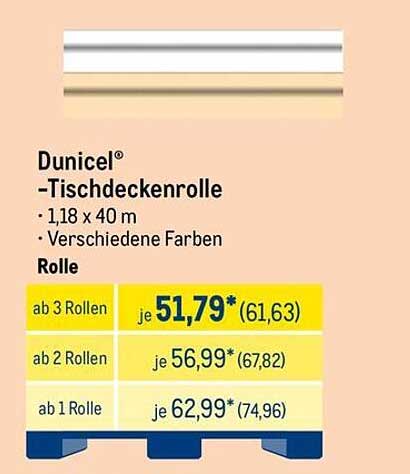 DuniceL® - Tischdeckenrolle 1,18 x 40 m - Verschiedene Farben