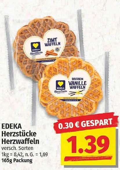 EDEKA Herzstücke Herzwaffeln - verschiedene Sorten