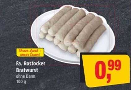 Fa. Rostocker Bratwurst ohne Darm 100 g