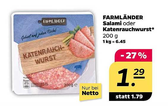 FARMLÄNDER Salami oder Katenrauchwurst 200 g