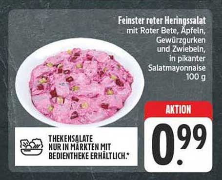 Feinster roter Heringssalat mit Roter Bete, Äpfeln, Gewürzgurken und Zwiebeln in pikantem Salatmayonnaise 100 g