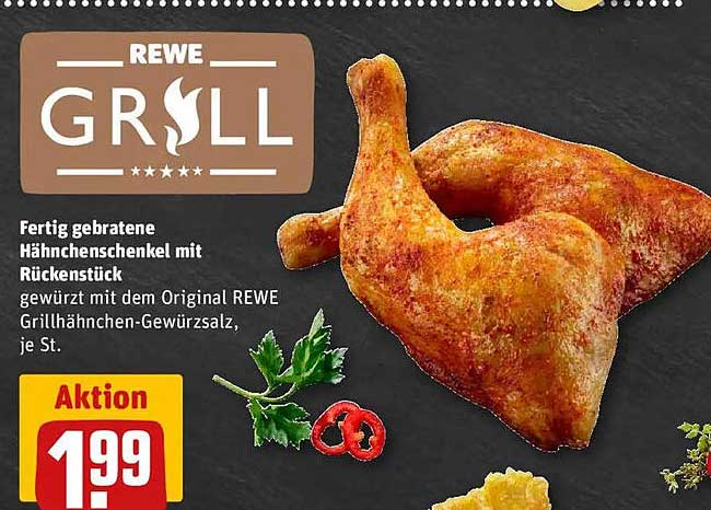 Fertig gebratene Hähnchenschenkel mit Rückenstück