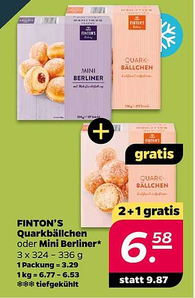 FINTON’S Quarkbällchen oder Mini Berliner – 2 + 1 gratis!
