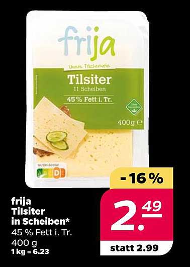 frija Tilsiter in Scheiben* 400g