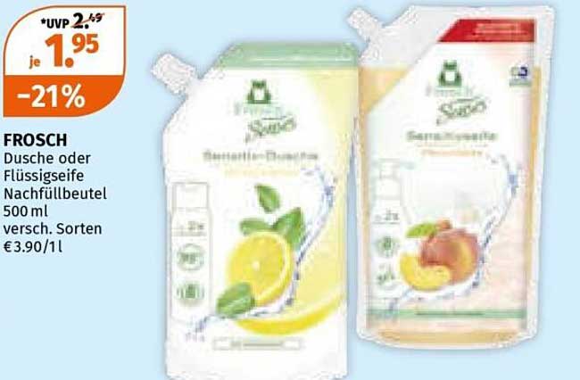 Frosch Dusche oder Flüssigseife Nachfüllbeutel 500 ml