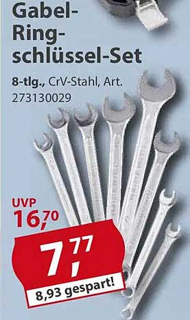 Gabel-Ringschlüssel-Set 8-tlg., CrV-Stahl, Art. 273130029