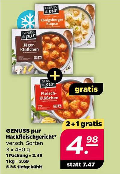 GENUSS pur Hackfleischgericht: 2+1 gratis!