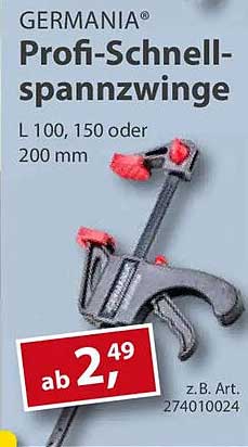 GERMANIA® Profi-Schnellspannzwingen L 100, 150 oder 200 mm