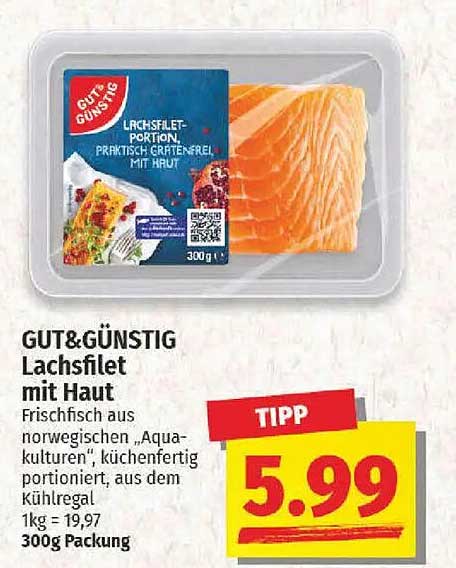 GUT& GÜNSTIG Lachsfilet mit Haut 300g