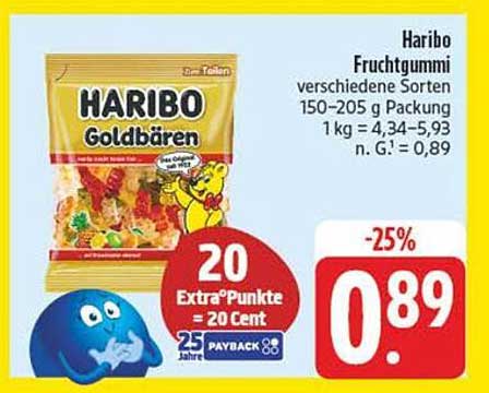 Haribo Fruchtgummi verschiedene Sorten 150-205 g Packung