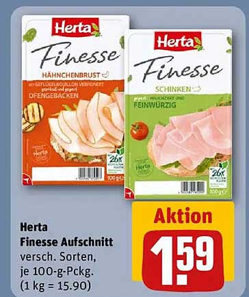 Herta Finesse Aufschnitt - verschiedene Sorten, je 100-g-Pckg.