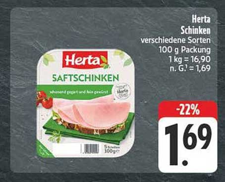 Herta Schinken verschiedene Sorten 100 g Packung