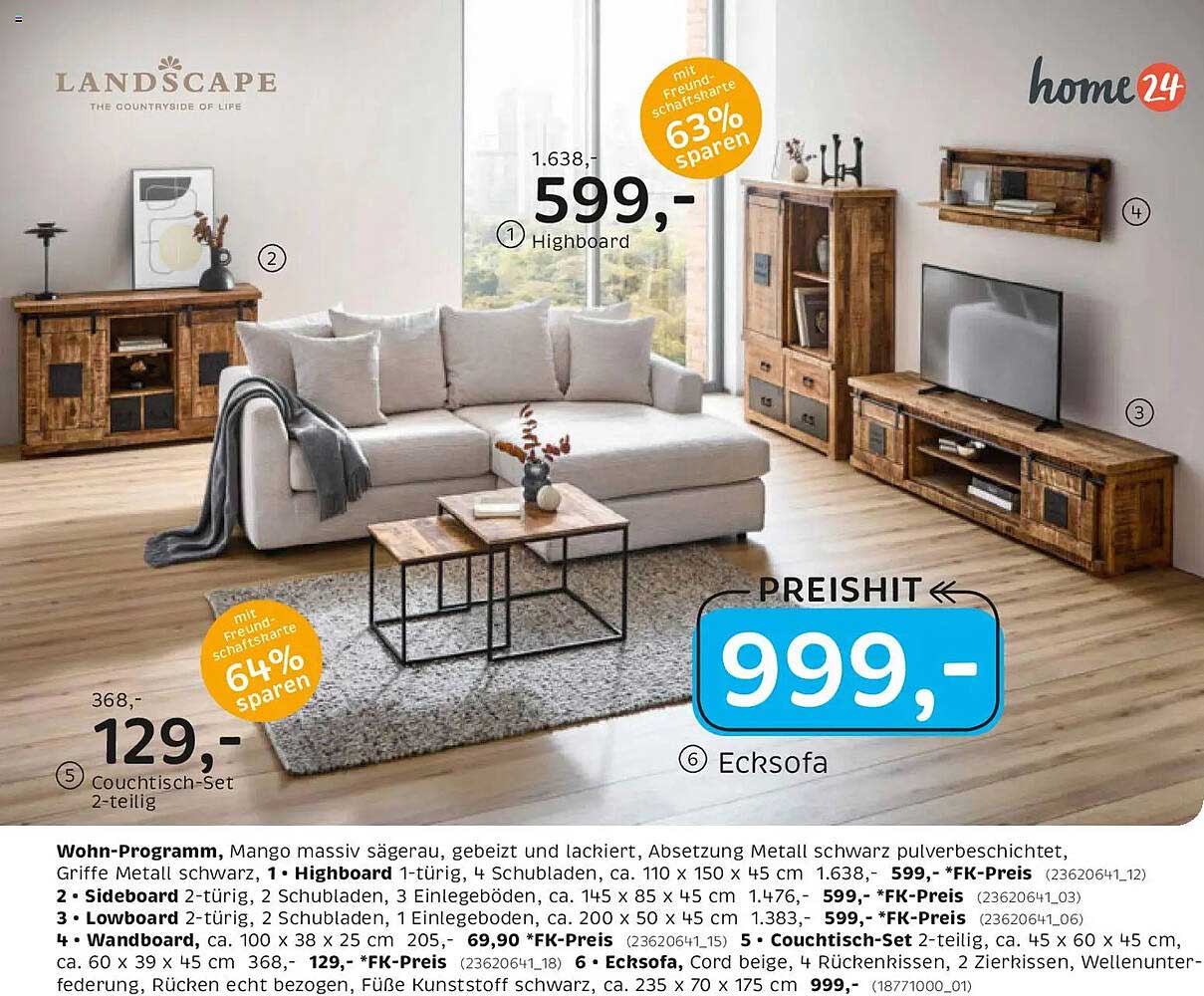 Highboard von LANDSCAPE - 63% sparen