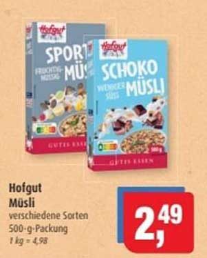 Hofgut Müsli - verschiedene Sorten 500-g-Packung