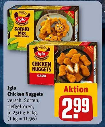 Iglo Chicken Nuggets - verschiedene Sorten, tiefgefroren, je 250-g-Pckg.