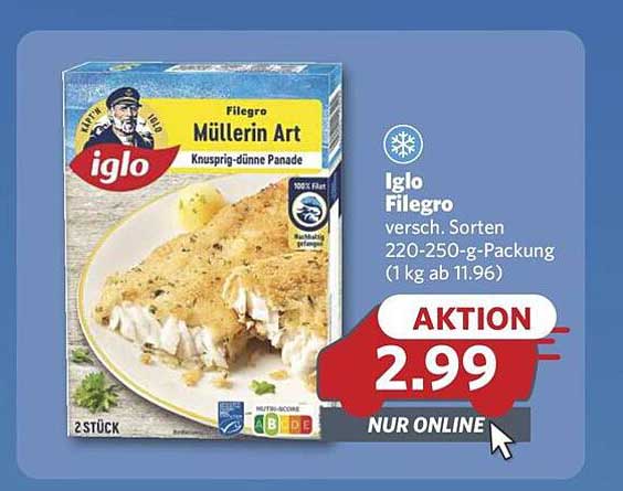 Iglo Filegro Müllerian Art (verschiedene Sorten) - 220-250 g-Packung