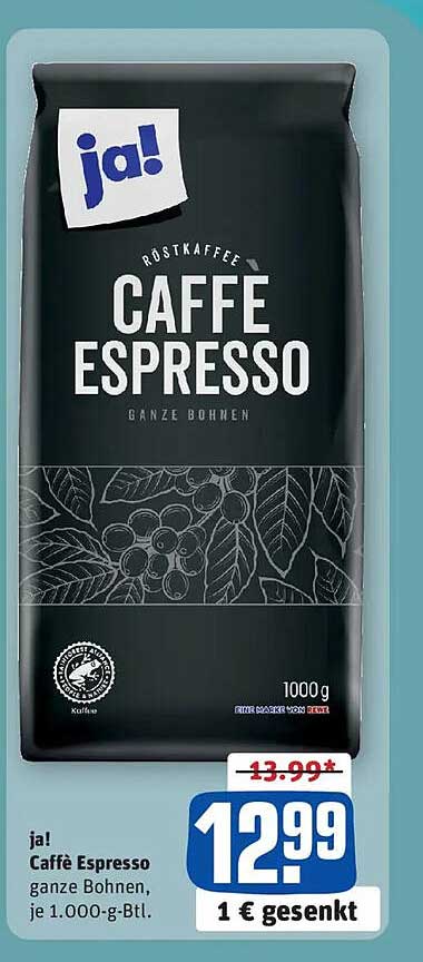 ja! Caffè Espresso ganze Bohnen, je 1.000-g-Btl.