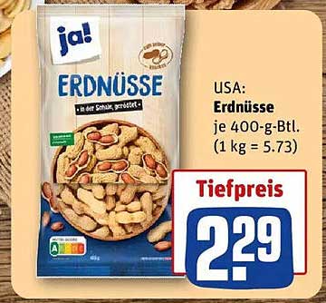 ja! Erdnüsse in der Schale, 400 g