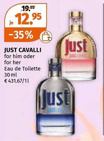 JUST CAVALLI for him oder for her Eau de Toilette 30 ml