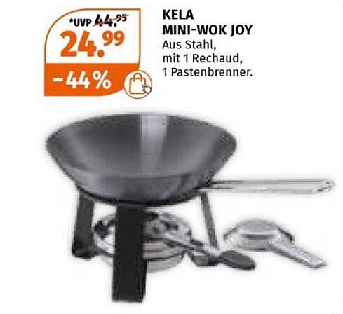 KELA MINI-WOK JOY - Aus Stahl, mit 1 Rechaud, 1 Pastenbrenner