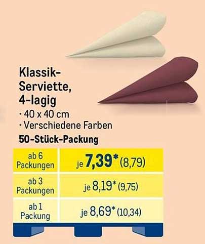 Klassik-Serviette, 4-lagig - 50-Stück-Packung