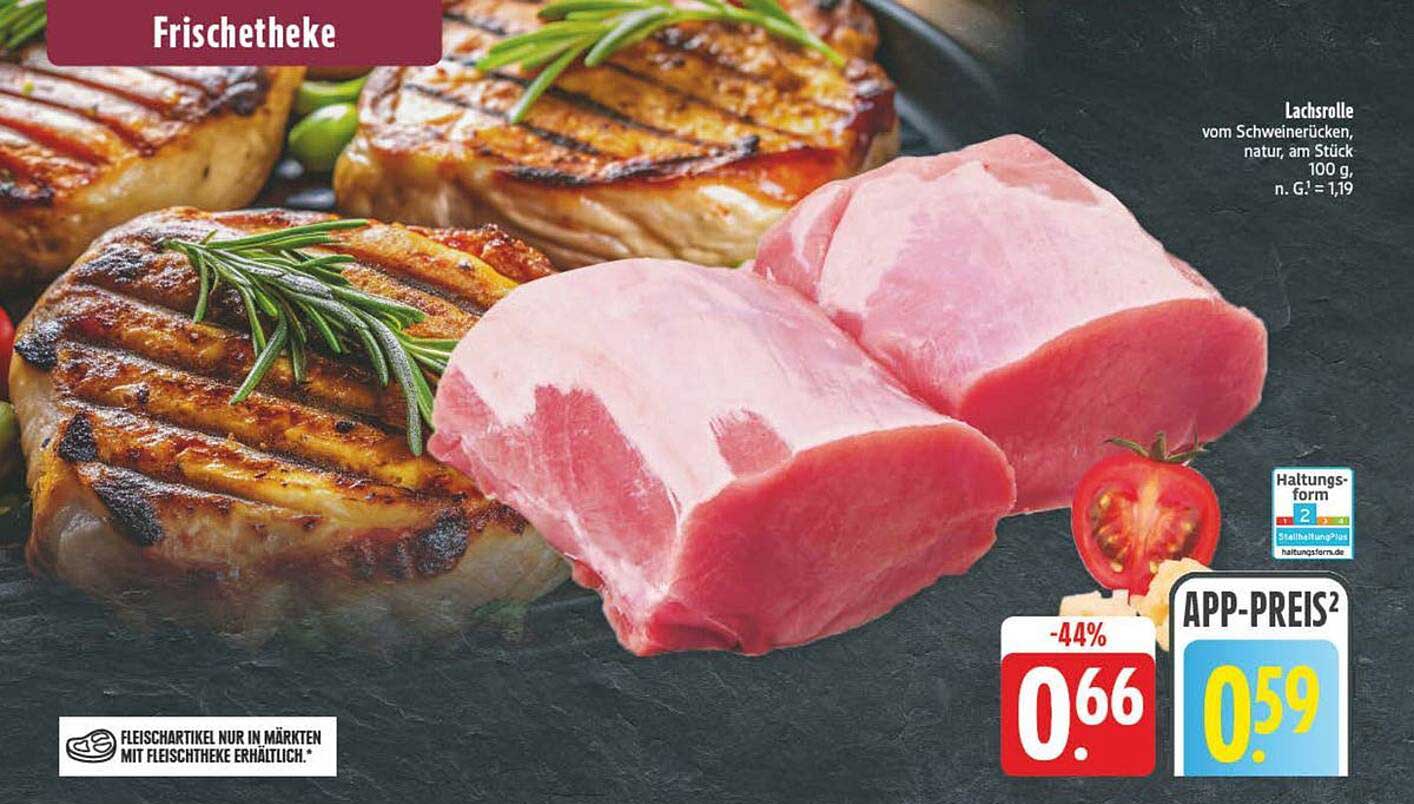 Lachsrolle vom Schweinerücken, natur, 100 g, n. G. 1,19