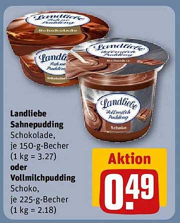Landliebe Sahnepudding Schokolade oder Vollmilchpudding Schoko
