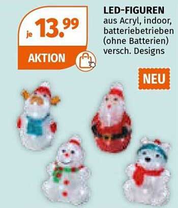 LED-Figuren aus Acryl, indoor, batteriebetrieben (ohne Batterien) versch. Designs