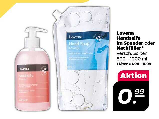 Lovena Handseife im Spender oder Nachfüller – jetzt für nur 0,99 €!