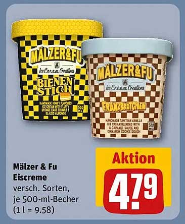 Mälzer & Fu Eiscreme - verschiedene Sorten, je 500-ml-Becher