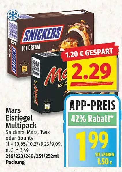 Mars Eisriegel Multipack - Snickers, Mars, Twix oder Bounty